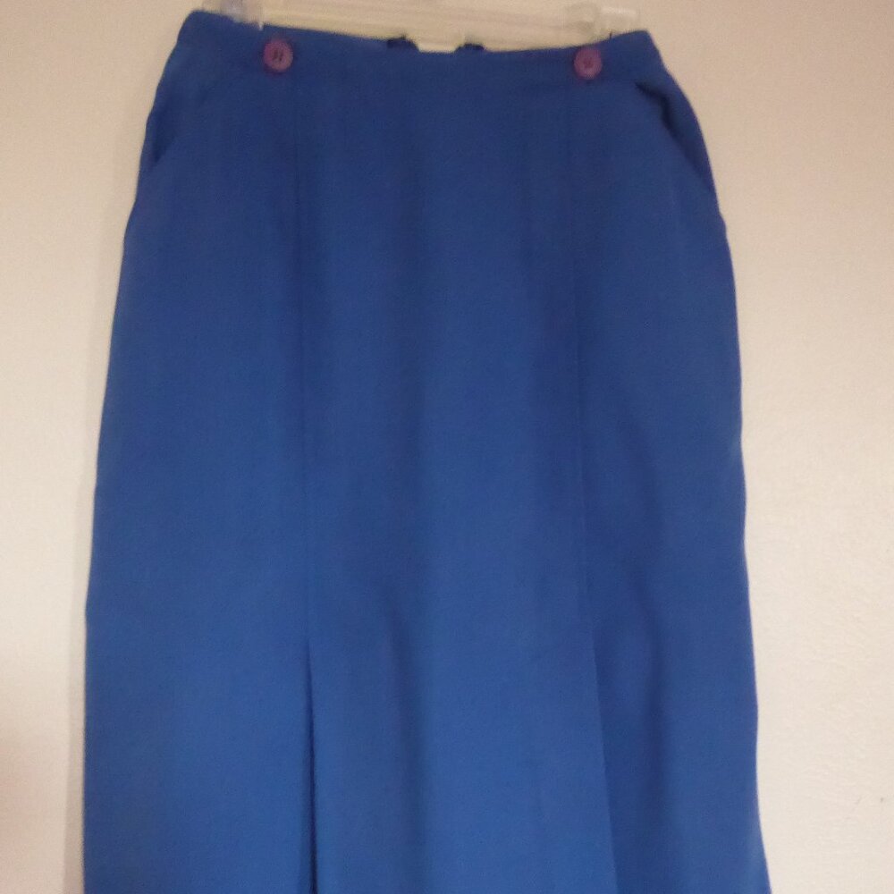 Medium Blue Skirt with Kick Pleats